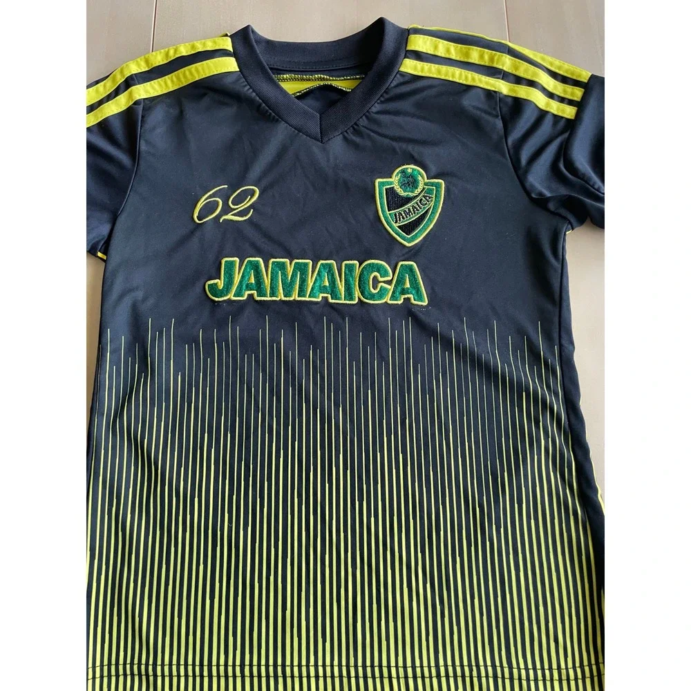 Jamaica Soccer Jersey & Shorts Set Youth Size 10-12 Black Green Yellow